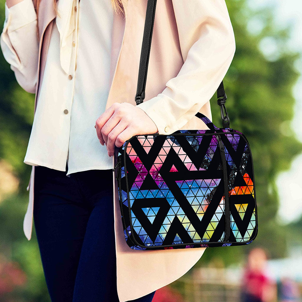 Black Triangle Galaxy Space Print Shoulder Strap Bible Bag