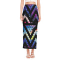 Black Triangle Galaxy Space Print Side Slit Maxi Skirt