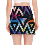 Black Triangle Galaxy Space Print Side Slit Mini Skirt