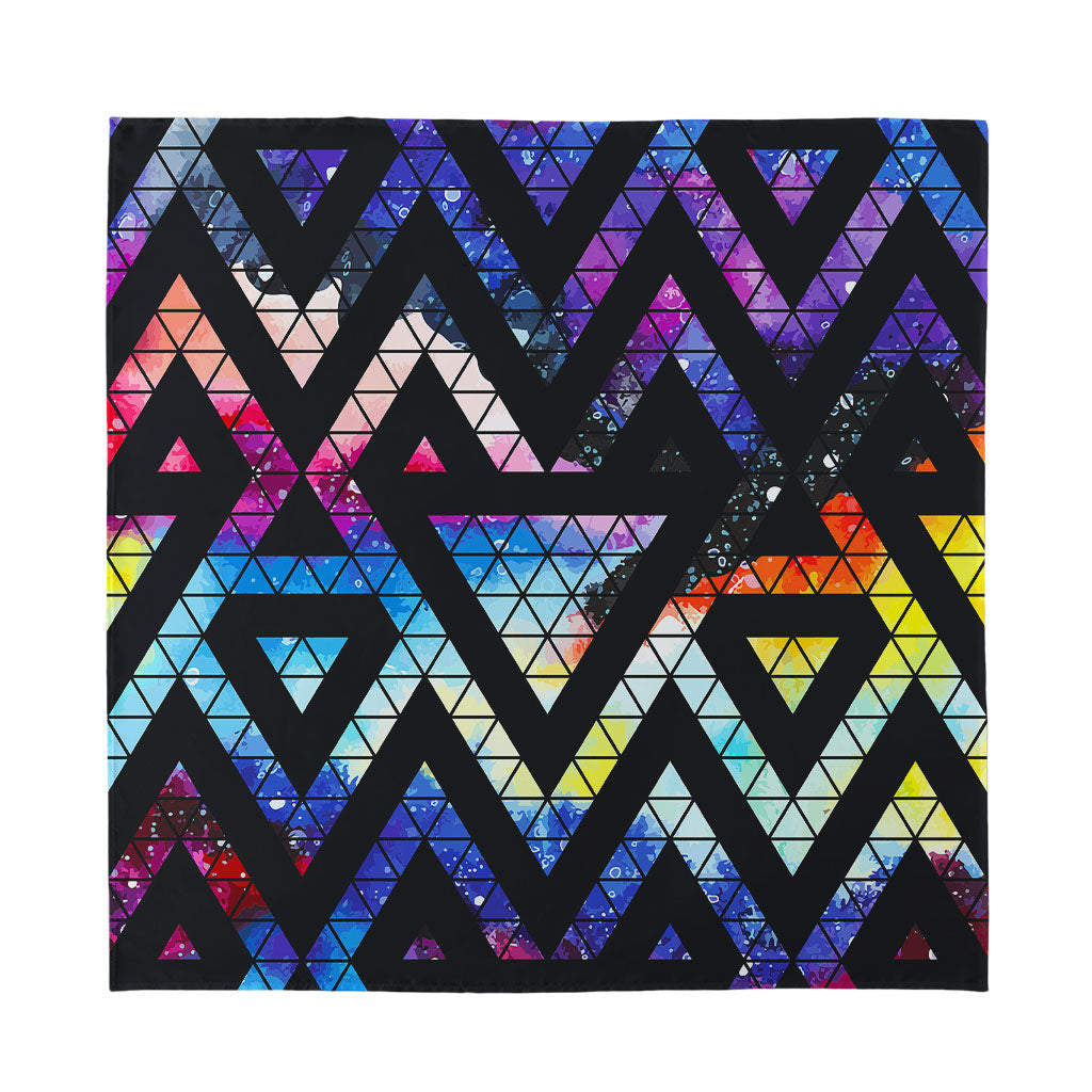 Black Triangle Galaxy Space Print Silk Bandana