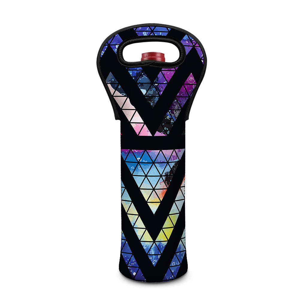 Black Triangle Galaxy Space Print Single Neoprene Wine Tote