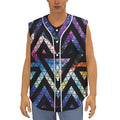 Black Triangle Galaxy Space Print Sleeveless Baseball Jersey
