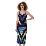 Black Triangle Galaxy Space Print Slim Fit Midi Cami Dress
