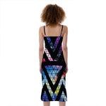 Black Triangle Galaxy Space Print Slim Fit Midi Cami Dress