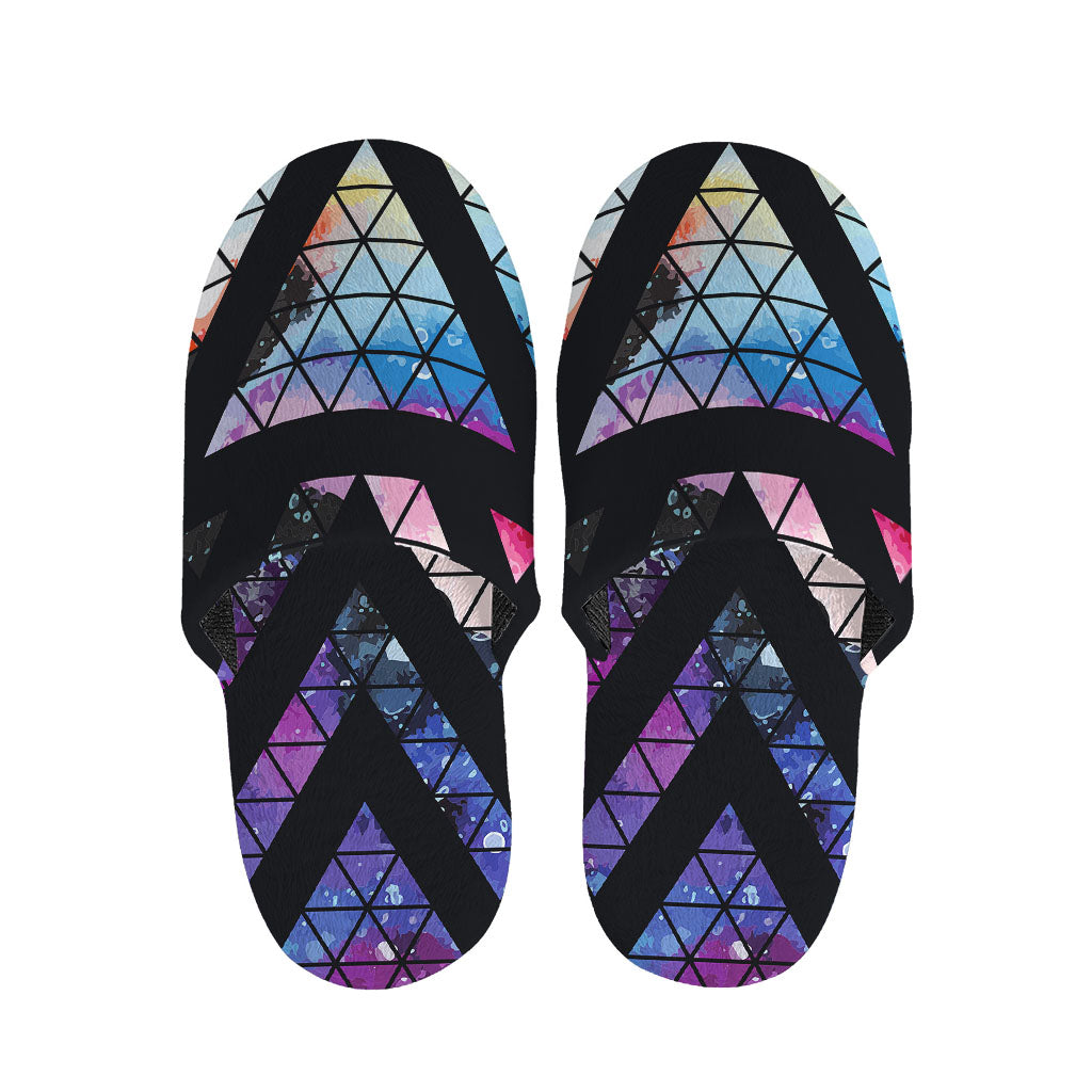 Black Triangle Galaxy Space Print Slippers