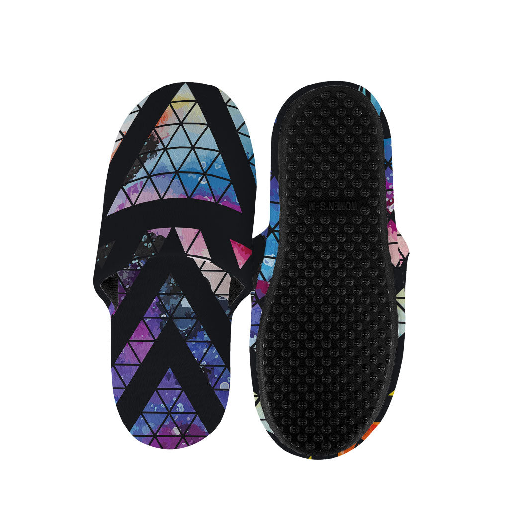 Black Triangle Galaxy Space Print Slippers