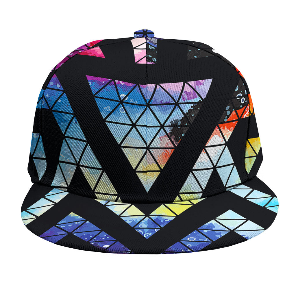 Black Triangle Galaxy Space Print Snapback Cap