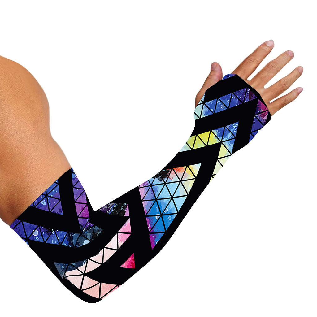 Black Triangle Galaxy Space Print Sun Protection Arm Sleeves