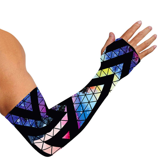 Black Triangle Galaxy Space Print Sun Protection Arm Sleeves