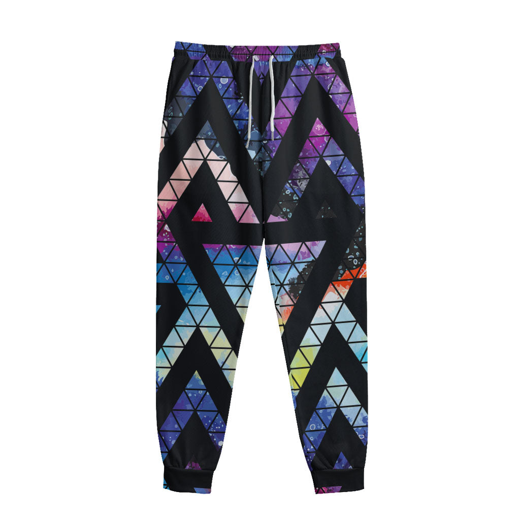 Black Triangle Galaxy Space Print Sweatpants