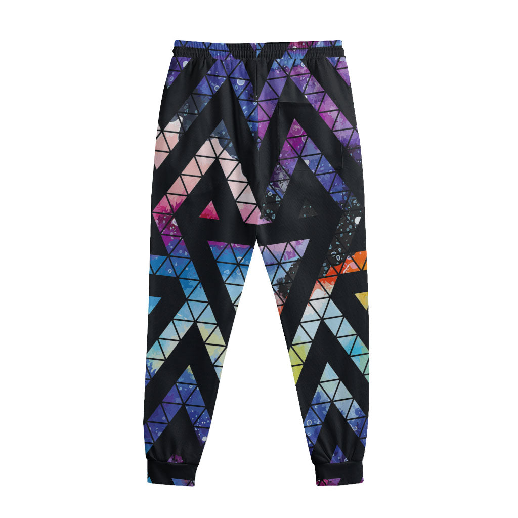 Black Triangle Galaxy Space Print Sweatpants