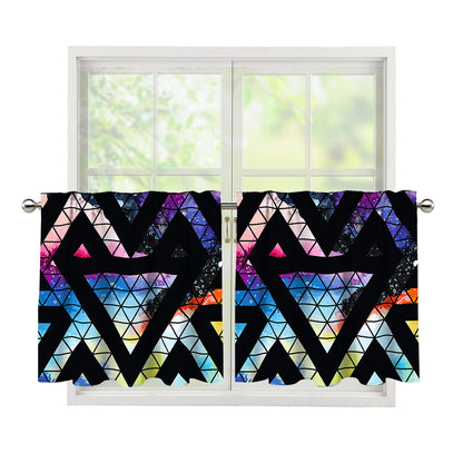 Black Triangle Galaxy Space Print Tier Curtains
