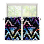 Black Triangle Galaxy Space Print Tier Curtains