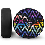 Black Triangle Galaxy Space Print Tire Cover With Camera Hole