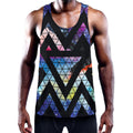 Black Triangle Galaxy Space Print Men's Workout Tank Top