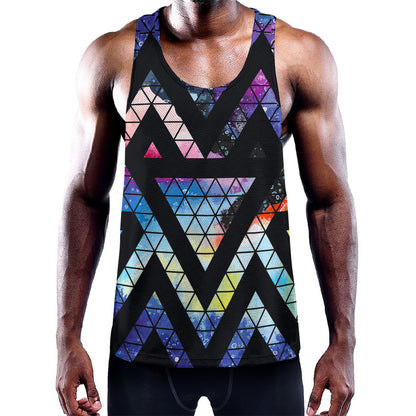 Black Triangle Galaxy Space Print Training Tank Top