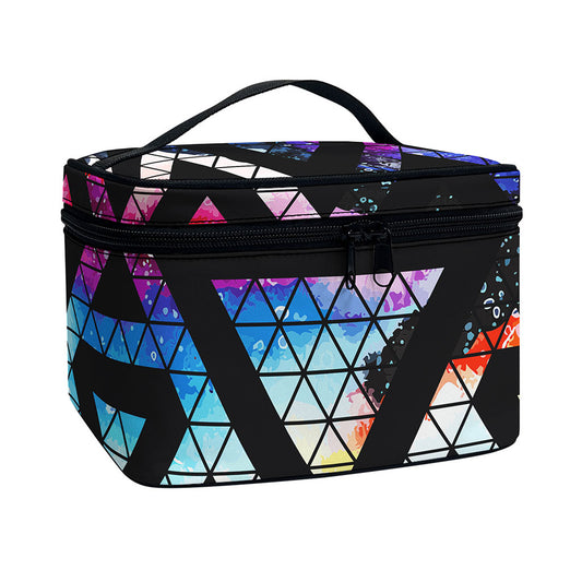 Black Triangle Galaxy Space Print Travel Makeup Bag
