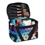 Black Triangle Galaxy Space Print Travel Makeup Bag