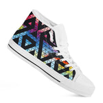 Black Triangle Galaxy Space Print White High Top Sneakers