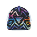 Black Triangle Galaxy Space Print White Mesh Trucker Hat
