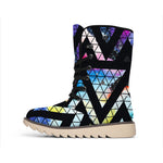 Black Triangle Galaxy Space Print Winter Boots