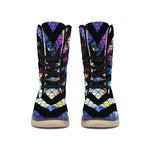 Black Triangle Galaxy Space Print Winter Boots