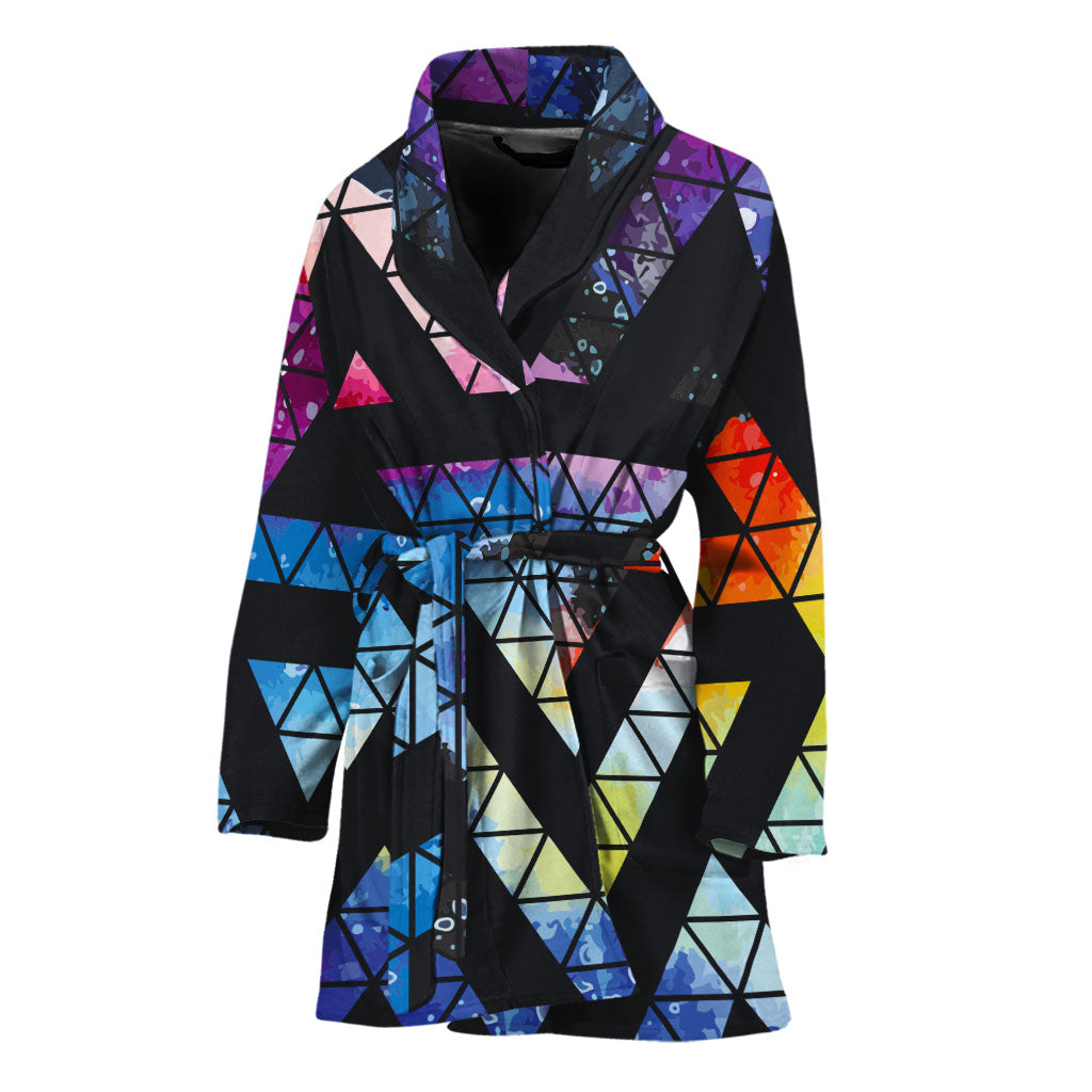 Black Triangle Galaxy Space Print Women's Bathrobe