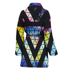 Black Triangle Galaxy Space Print Women's Bathrobe