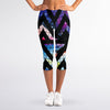 Black Triangle Galaxy Space Print Women's Capri Leggings