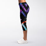 Black Triangle Galaxy Space Print Women's Capri Leggings