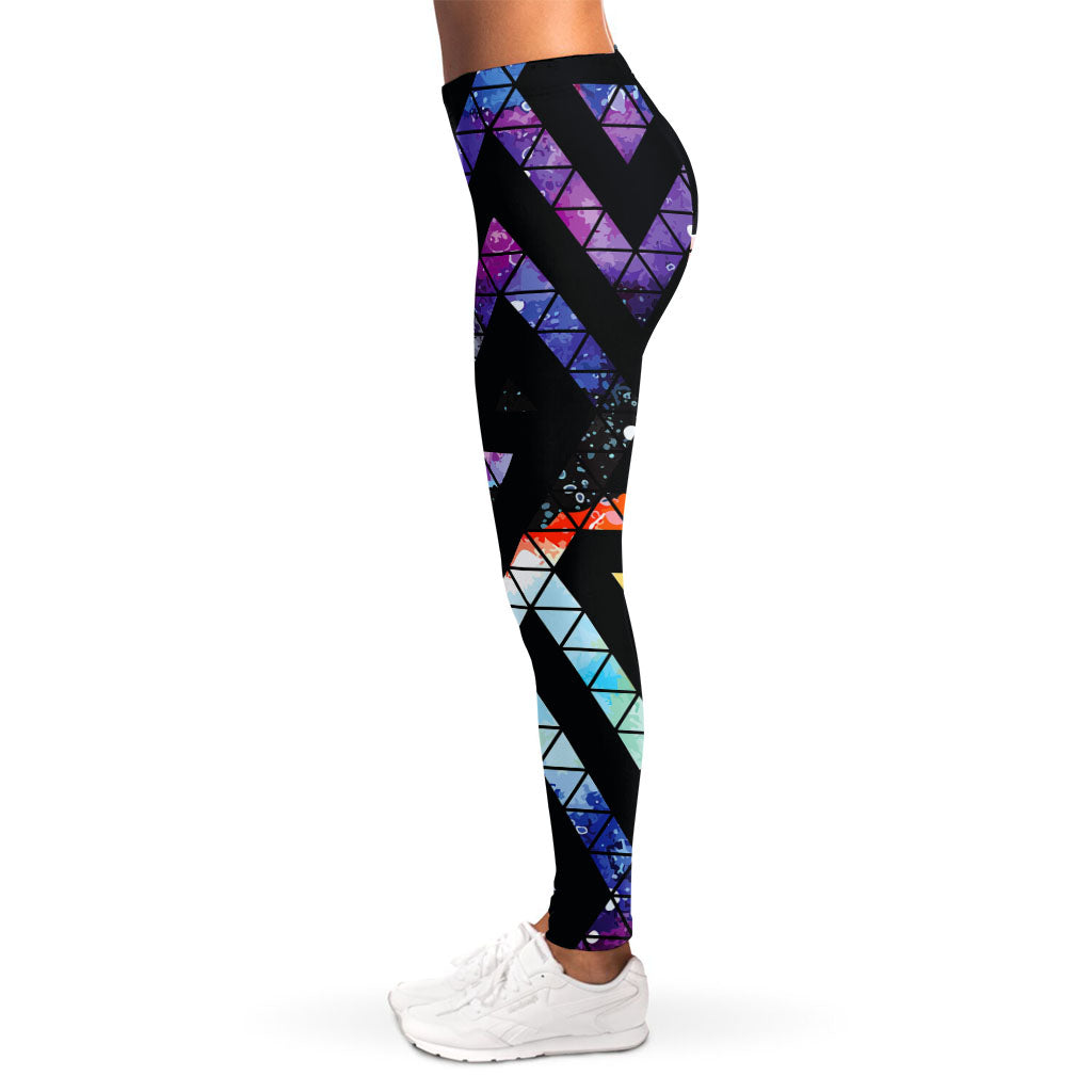 Black Triangle Galaxy Space Print Women's Leggings