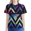 Black Triangle Galaxy Space Print Women's Polo Shirt