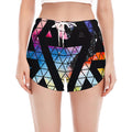 Black Triangle Galaxy Space Print Women's Split Running Shorts