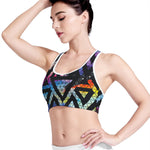 Black Triangle Galaxy Space Print Women's Sports Bra