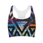 Black Triangle Galaxy Space Print Women's Sports Bra