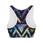 Black Triangle Galaxy Space Print Women's Sports Bra