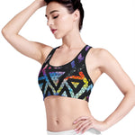 Black Triangle Galaxy Space Print Women's Sports Bra