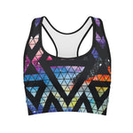 Black Triangle Galaxy Space Print Women's Sports Bra