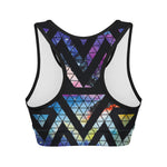 Black Triangle Galaxy Space Print Women's Sports Bra