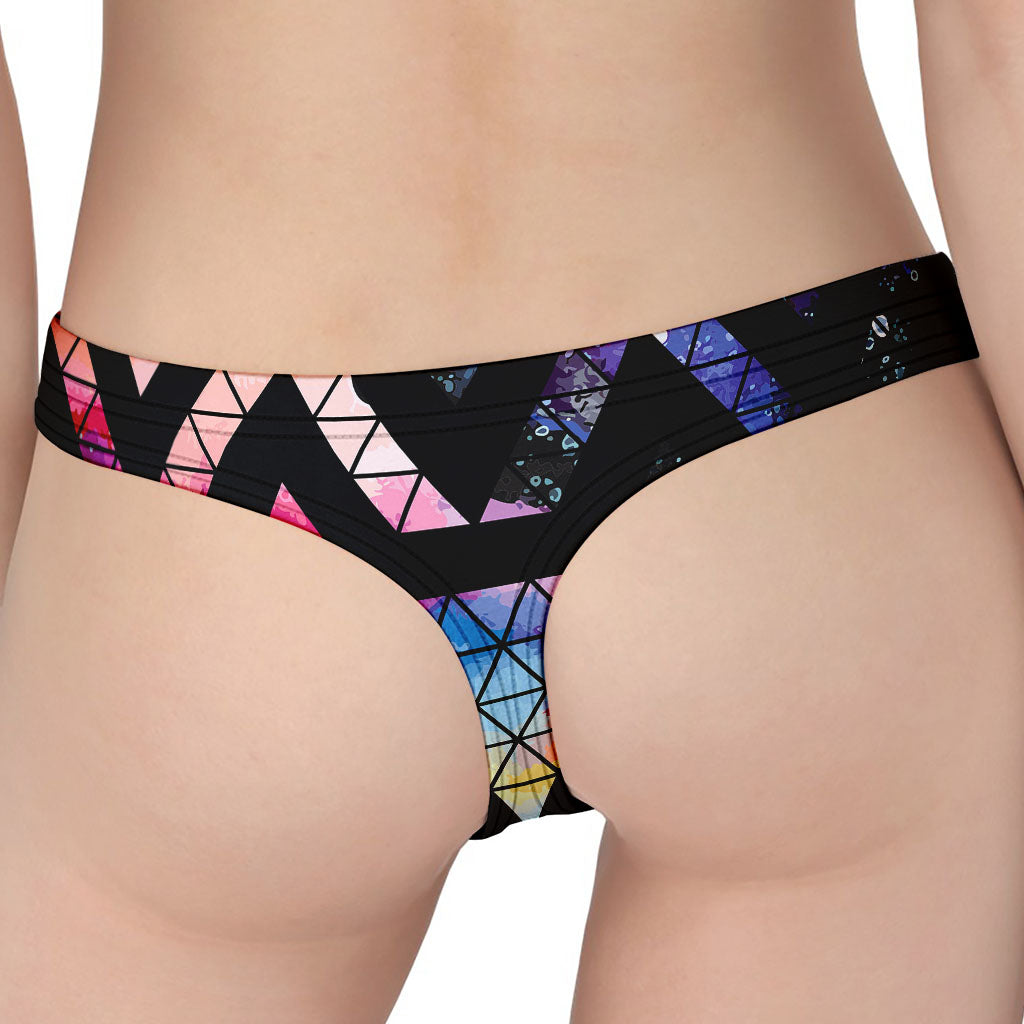 Black Triangle Galaxy Space Print Women's Thong