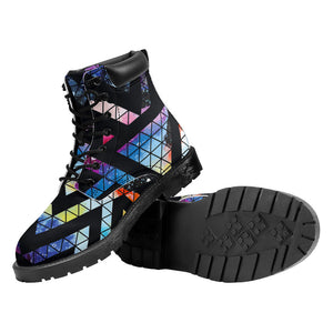 Black Triangle Galaxy Space Print Work Boots