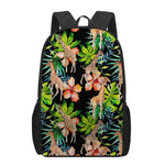Black Tropical Giraffe Pattern Print 17 Inch Backpack