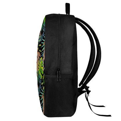 Black Tropical Giraffe Pattern Print 17 Inch Backpack