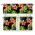 Black Tropical Giraffe Pattern Print 3 Piece Kitchen Curtains