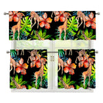 Black Tropical Giraffe Pattern Print 3 Piece Kitchen Curtains
