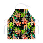 Black Tropical Giraffe Pattern Print Adjustable Apron