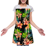Black Tropical Giraffe Pattern Print Adjustable Apron