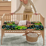 Black Tropical Giraffe Pattern Print Baby Crib Sheet