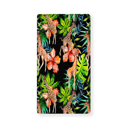 Black Tropical Giraffe Pattern Print Baby Crib Sheet