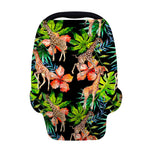 Black Tropical Giraffe Pattern Print Baby Seat Cover